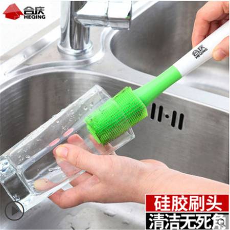 合慶硅膠杯刷家用長柄玻璃杯360度旋轉軟毛牛奶瓶清潔刷廚房用刷